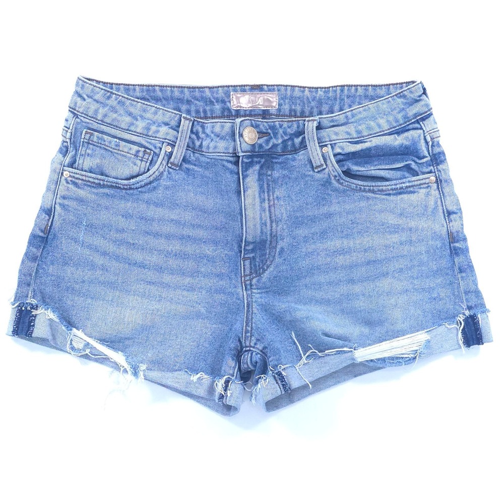 KUT from the Kloth Womens Shorts Jane 6 Blue Distressed High Rise Denim Raw Hem